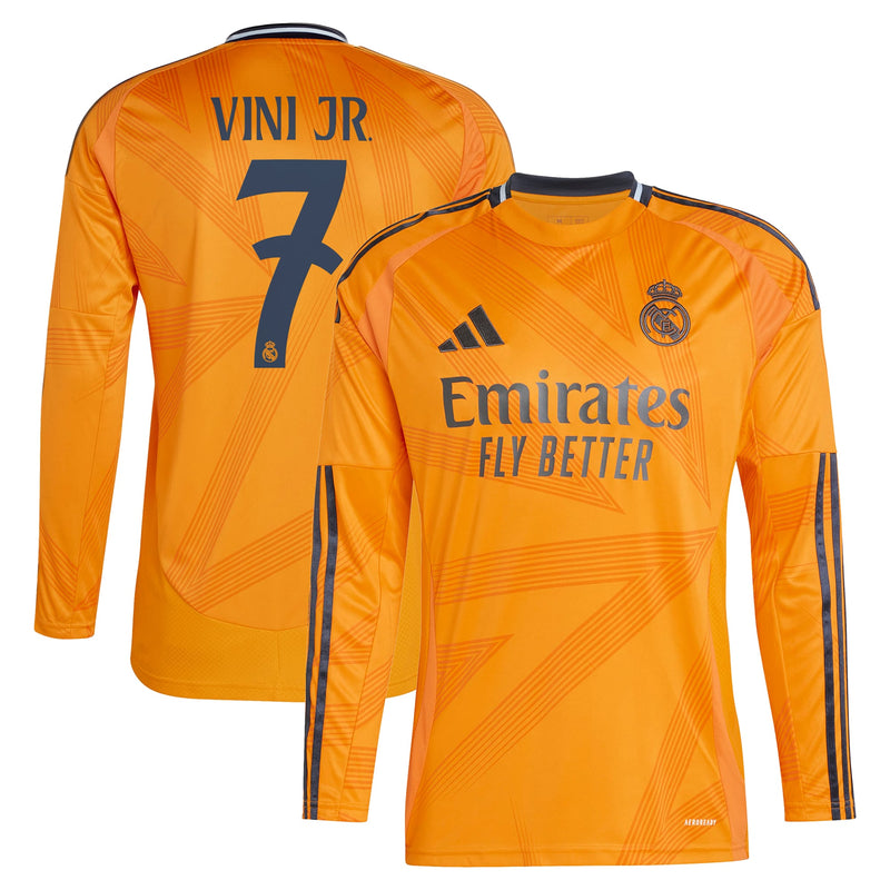 Real Madrid adidas 2024/25 Away Long Sleeve Player Vini Jr. 7 Jersey - Orange