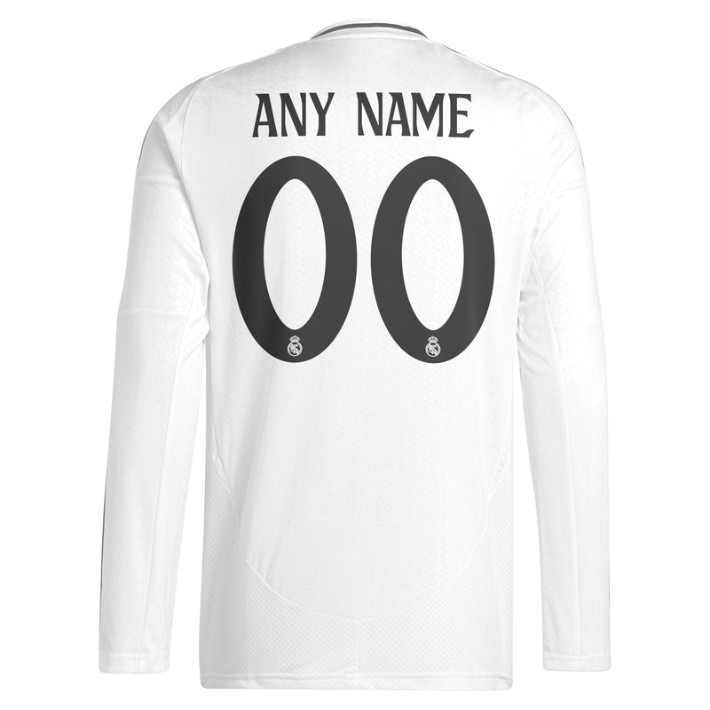 Real Madrid adidas 2024/25 Home Customized Long Sleeve Jersey - White