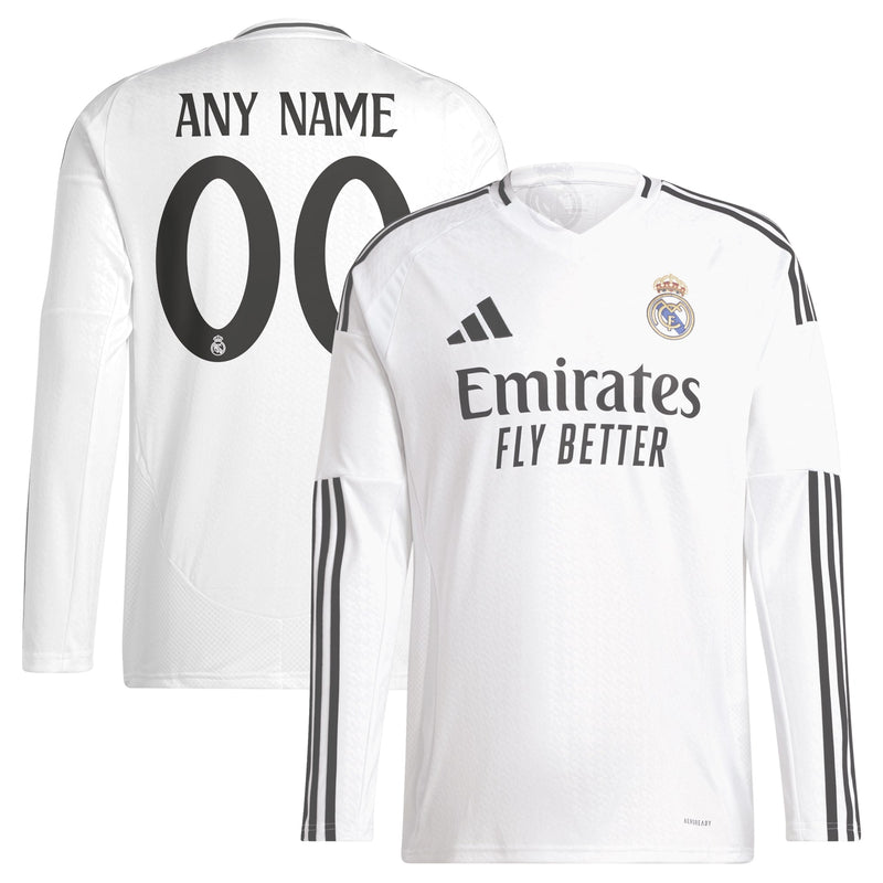 Real Madrid adidas 2024/25 Home Customized Long Sleeve Jersey - White