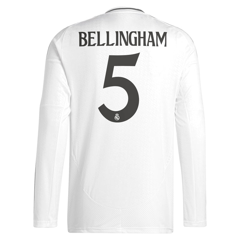 Real Madrid adidas 2024/25 Home Long Sleeve Jude Bellingham 5 Player Jersey - White