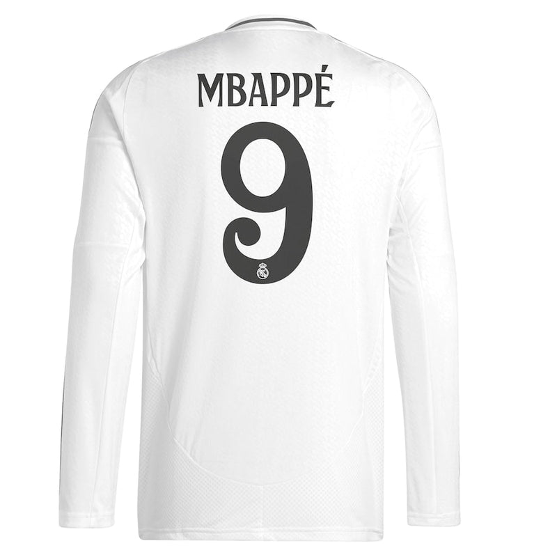 Real Madrid adidas 2024/25 Home Long Sleeve Kylian Mbappé 9 Player Jersey - White