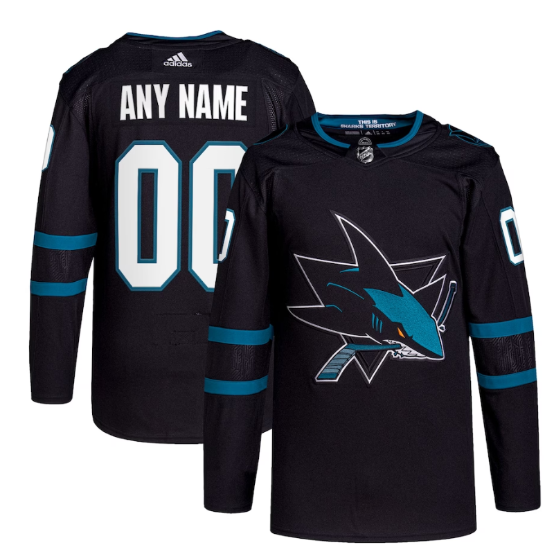 San Jose Sharks Team 2022 Custom Jersey Pro Official Black - Jersey Teams World