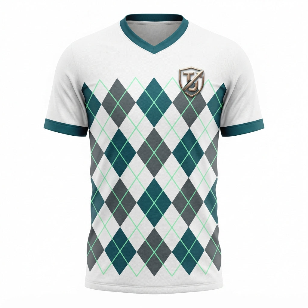 TOWN JERSEY™ Argyle Heritage Soccer Jersey - White, Teal & Charcoal