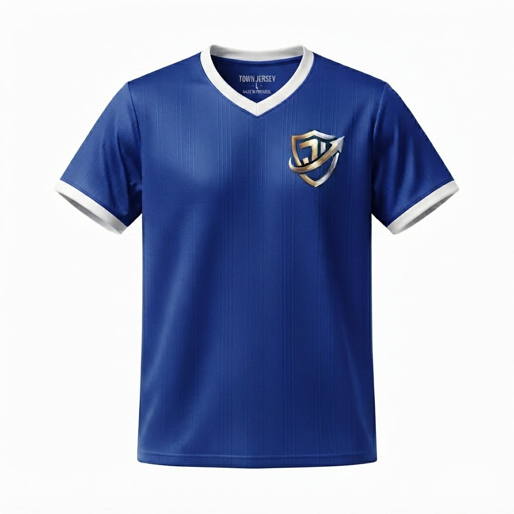 TOWN JERSEY™ Royal Crown Performance Soccer Jersey - Cobalt Blue & White