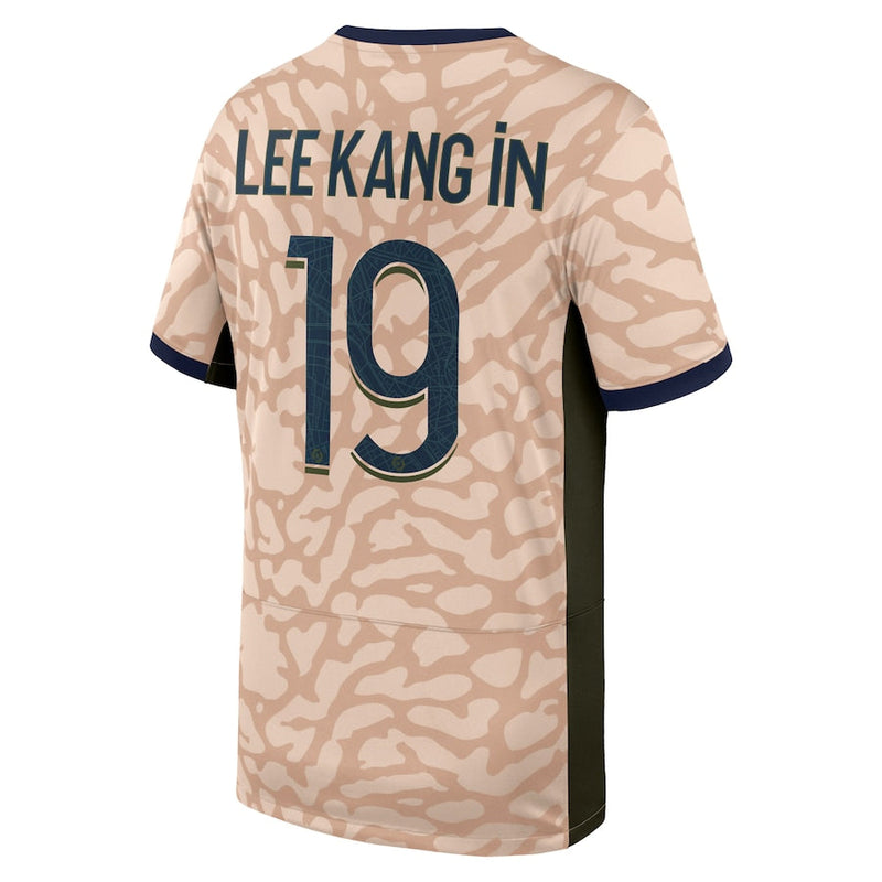 Lee Kang In Paris Saint-Germain Jordan Brand  2023/24 Fourth Stadium  Player Jersey – Tan