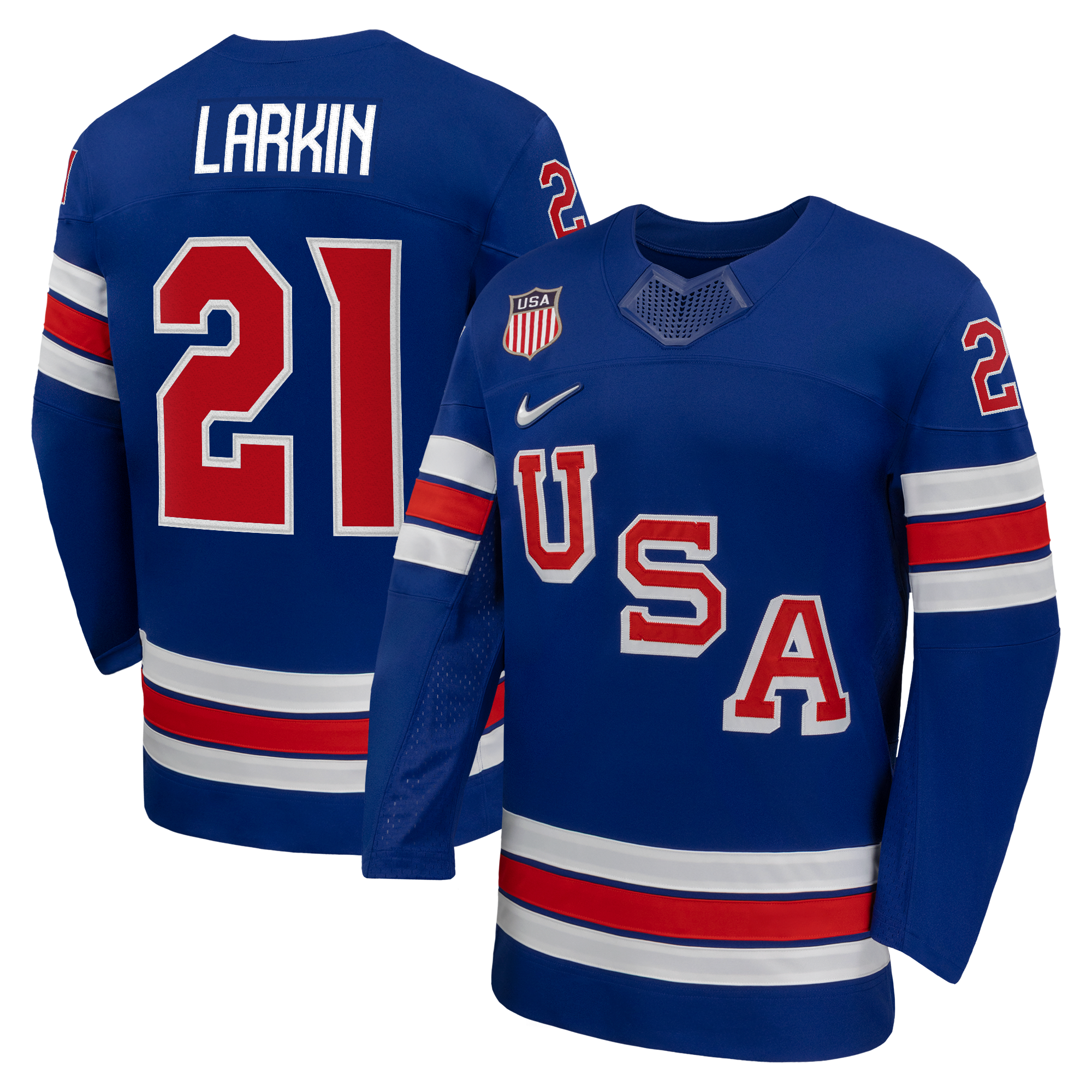 Town Jersey Dylan Larkin Nike US Hockey 2026 Home Jersey Royal