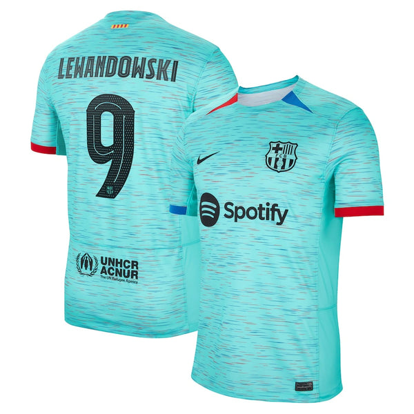 Robert Lewandowski Barcelona Nike 2023/24 Third Jersey - Aqua