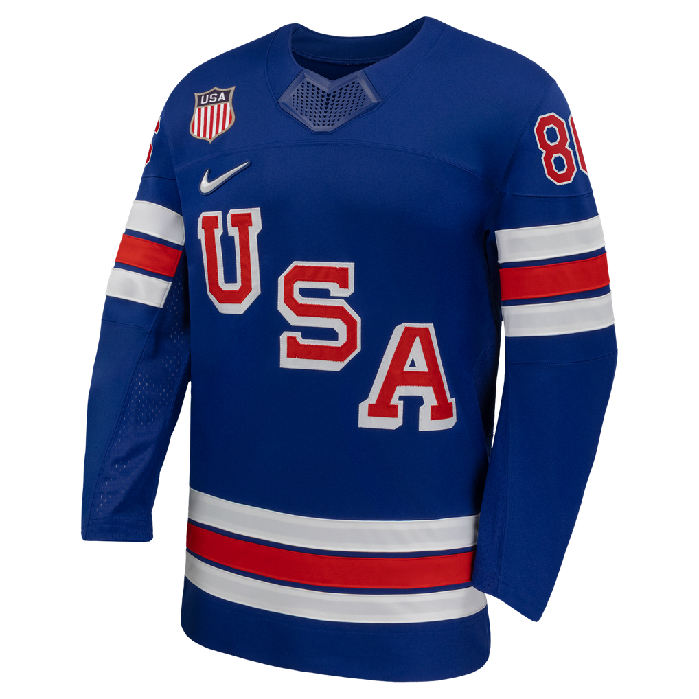Town Jersey Nike US Hockey Jack Hughes 2026 Home Replica Jersey