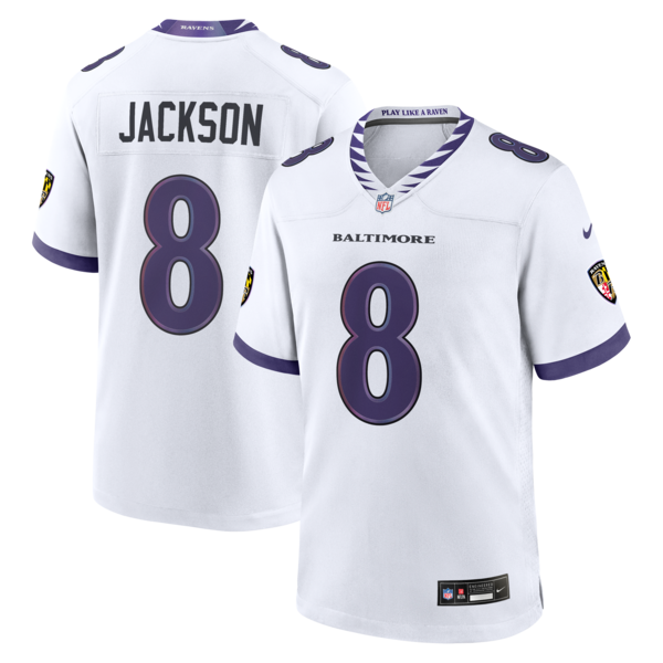 Custom Lamar Jackson Baltimore Ravens Game Jersey White