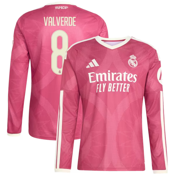 Federico Valverde Real Madrid adidas 2026/27 Third Replica Long Sleeve Jersey - Pink