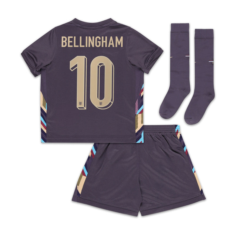 England Nike Away Stadium Mini Kit 2024 - Little Kids with Bellingham 10 printing Jersey - Purple