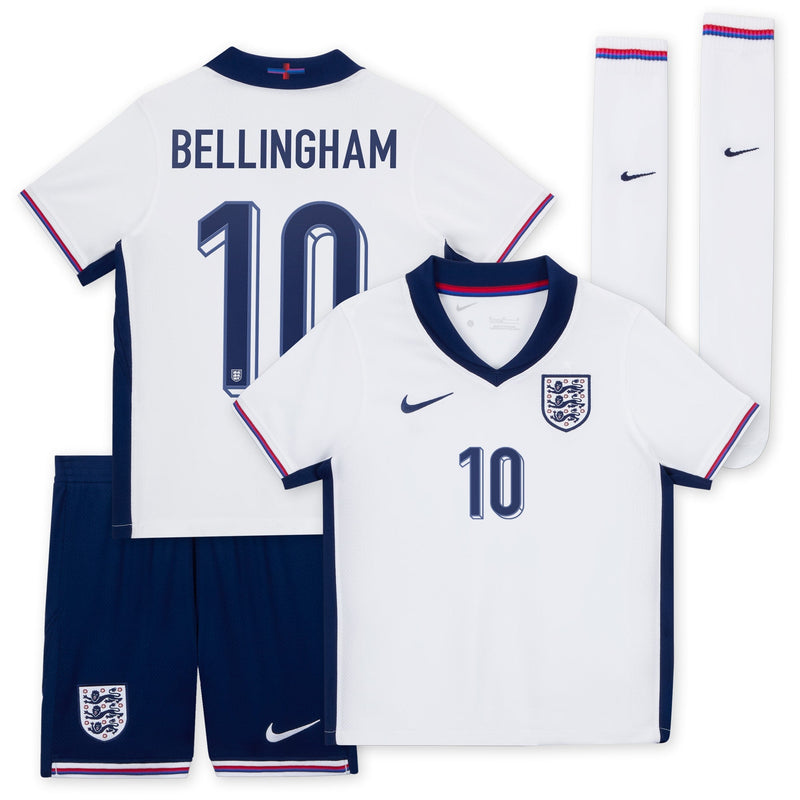 England Nike Home 2024/25 - Little Kids with Bellingham 10 printing Jersey - White