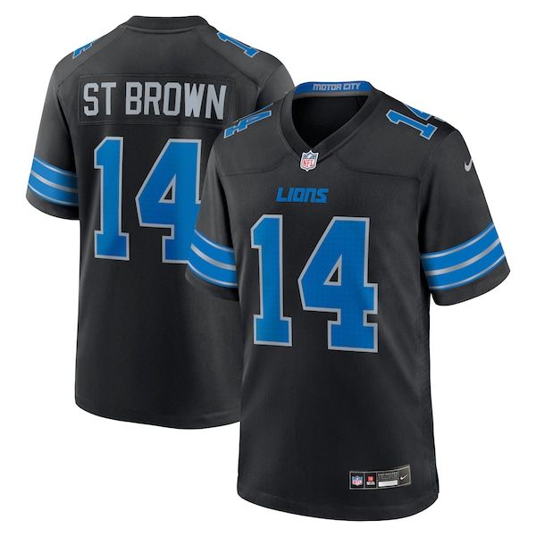 Custom Amon-Ra St. Brown Detroit Lions Alternate Game Jersey Black