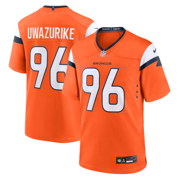 Custom Eyioma Uwazurike Denver Broncos Team Game Jersey Orange
