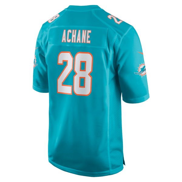 Custom De'Von Achane Miami Dolphins Game Jersey Aqua