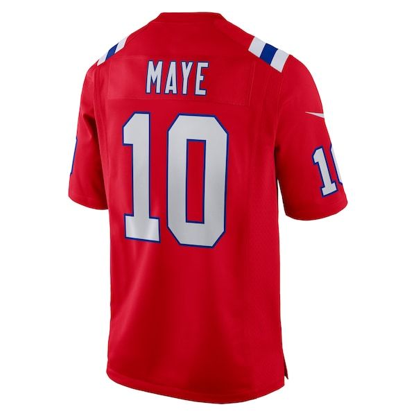 Custom Drake Maye New England Patriots Game Jersey Red