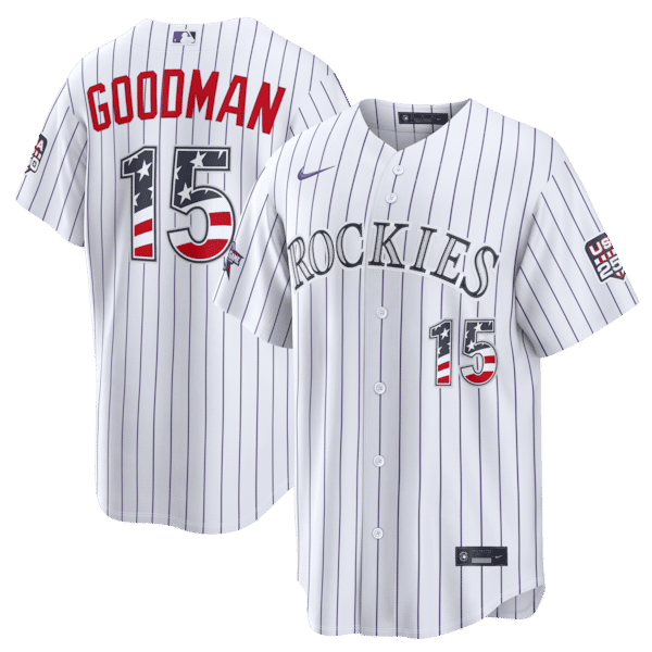 Custom Hunter Goodman Colorado Rockies 2026 All-Star Game Stars & Stripes Stadium Jersey White
