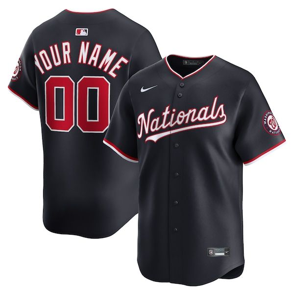 Custom Washington Nationals Alternate Limited Custom Jersey Navy