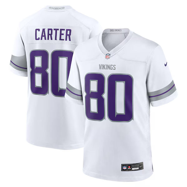 Custom Cris Carter Minnesota Vikings Alternate Retired Player Game Jersey White