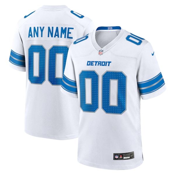 Custom Detroit Lions Custom Game Jersey White