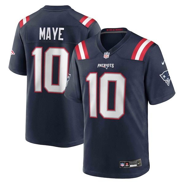 Custom Drake Maye New England Patriots Game Jersey Navy