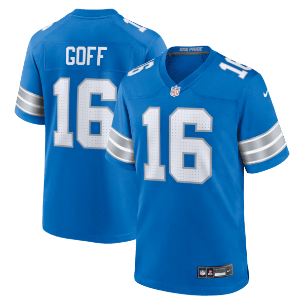 Custom Jared Goff Detroit Lions Game Jersey Blue