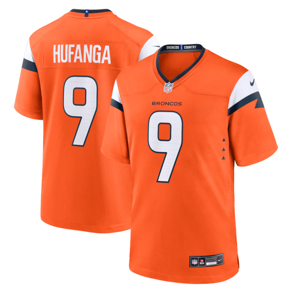 Custom Talanoa Hufanga Denver Broncos Game Jersey Orange