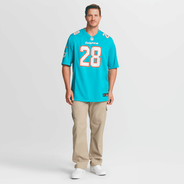 Custom De'Von Achane Miami Dolphins Game Jersey Aqua
