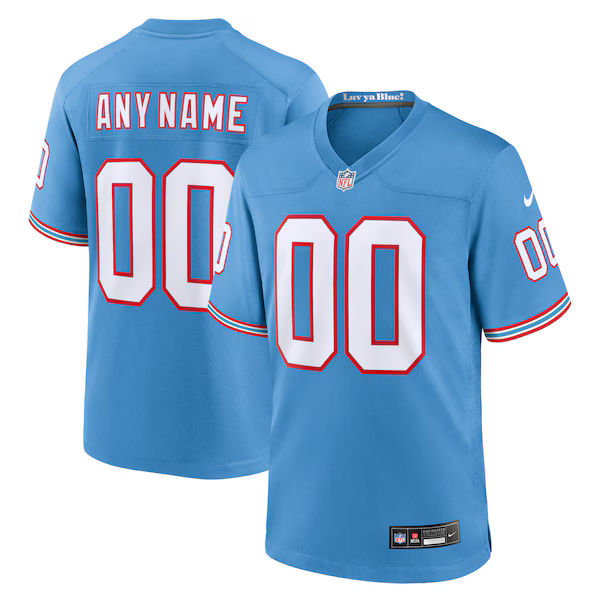 Custom Tennessee Titans Oilers Throwback Custom Game Jersey Light Blue