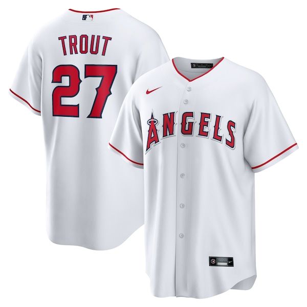 Custom Mike Trout Los Angeles Angels Home Replica Jersey White
