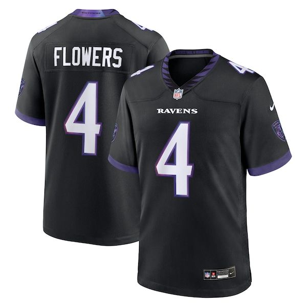 Custom Zay Flowers Baltimore Ravens Alternate Game Jersey Black