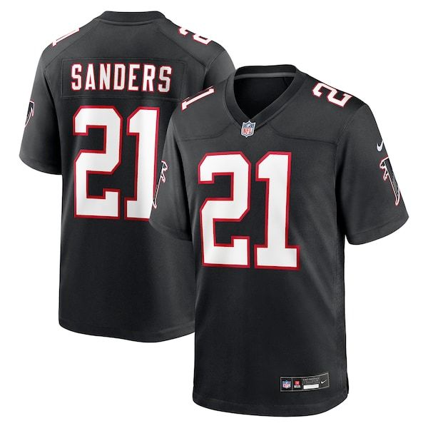 Custom Deion Sanders Atlanta Falcons Alternate Game Jersey Black
