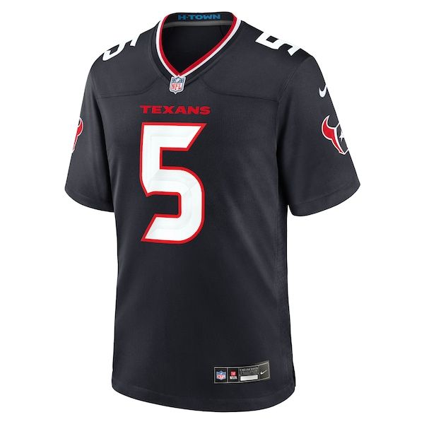 Custom Jalen Pitre Houston Texans Game Jersey Navy
