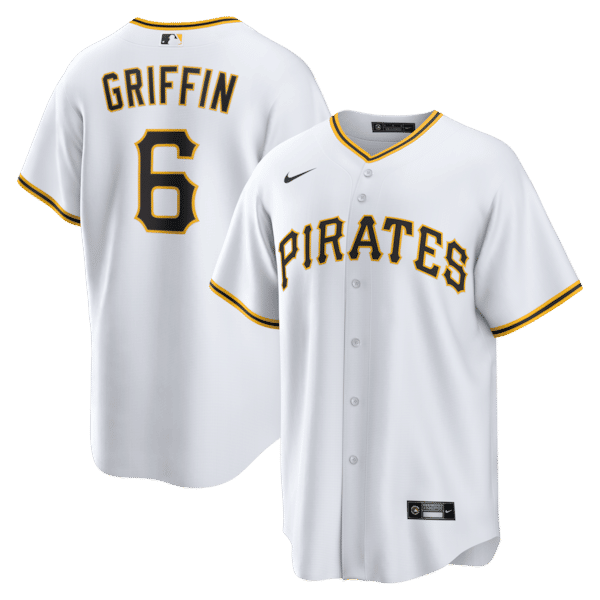 Custom Konnor Griffin Pittsburgh Pirates Home Replica Jersey White