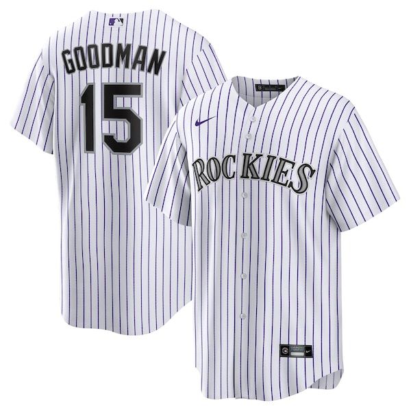 Custom Hunter Goodman Colorado Rockies Home Replica Jersey White