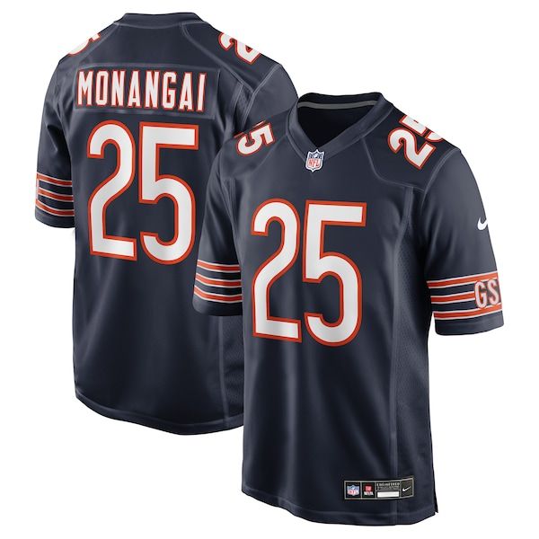 Custom Kyle Monangai Chicago Bears Team Game Jersey Navy