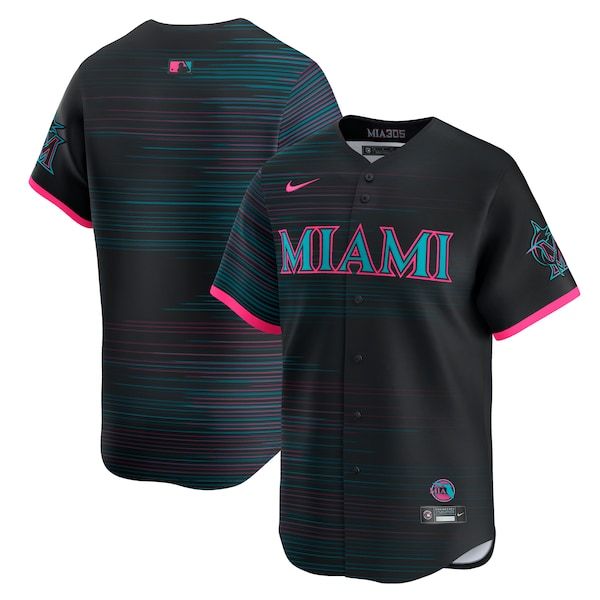 Custom Miami Marlins 2025 City Connect Limited Jersey Black