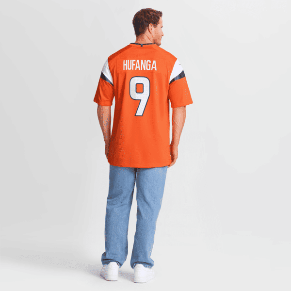 Custom Talanoa Hufanga Denver Broncos Game Jersey Orange