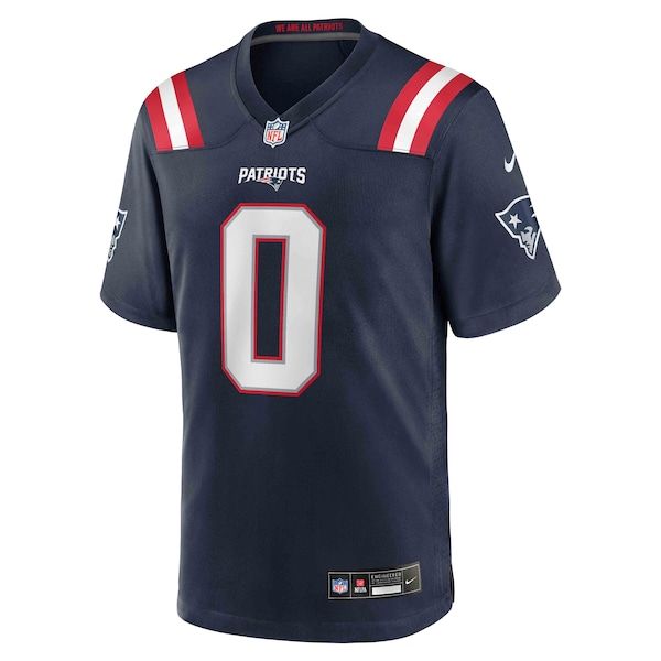 Custom Christian Gonzalez New England Patriots Game Jersey Navy