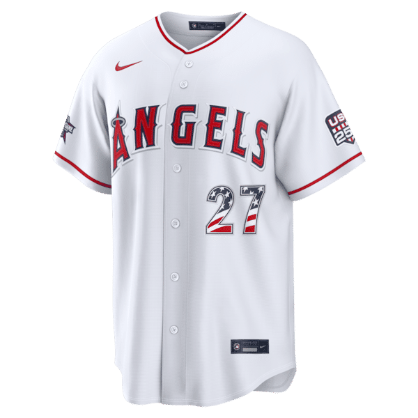 Custom Mike Trout Los Angeles Angels 2026 All-Star Edition Stars & Stripes Stadium Jersey White
