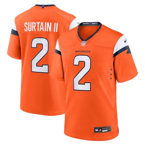 Custom Patrick Surtain II Denver Broncos Team Game Jersey Orange