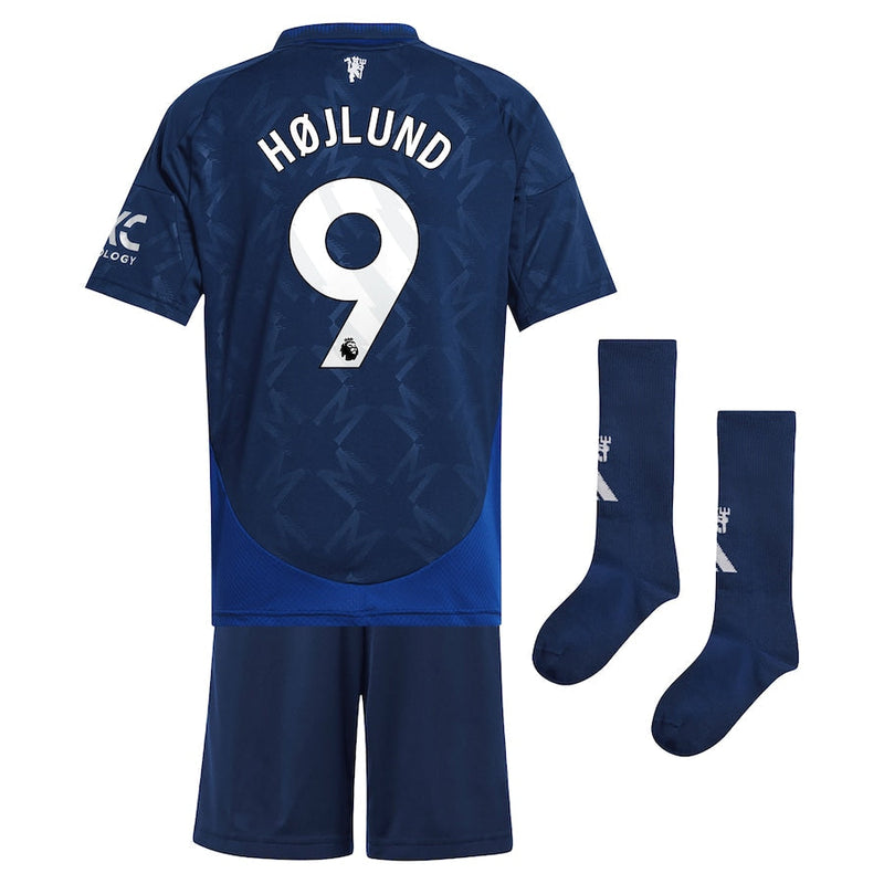 Manchester United EPL adidas Away Shirt 2024-2025 with Højlund 9 printing Jersey - Blue