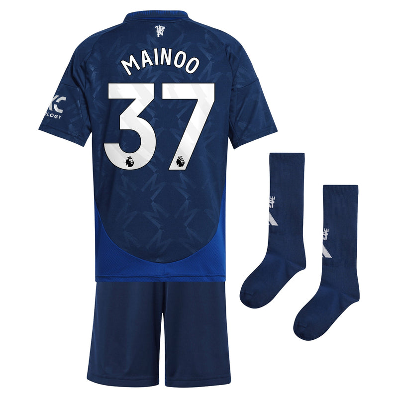 Manchester United EPL adidas Away Shirt 2024-2025 with Mainoo 37 printing Jersey - Blue