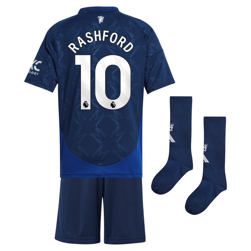 Manchester United EPL adidas Away Shirt 2024-2025 with Rashford 10 printing Jersey - Blue