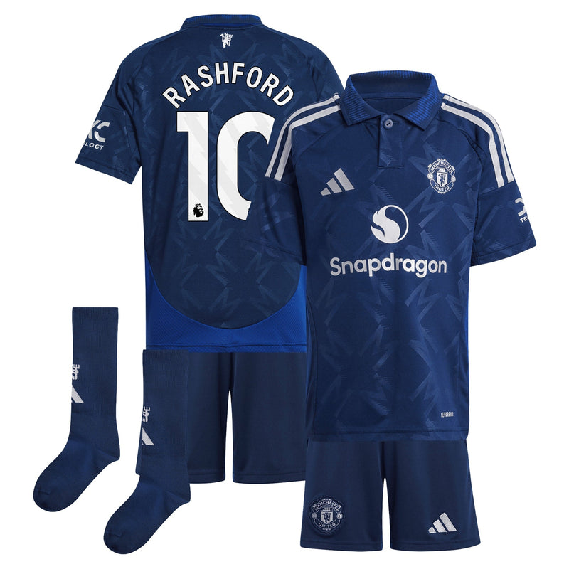 Manchester United EPL adidas Away Shirt 2024-2025 with Rashford 10 printing Jersey - Blue