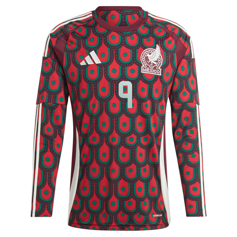 Raul Jimenez Mexico National Team adidas 2024 Home  Player Long Sleeve Jersey - Burgundy