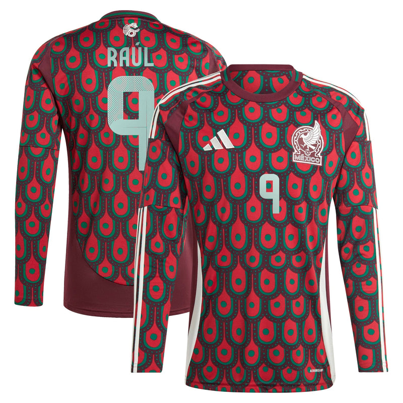 Raul Jimenez Mexico National Team adidas 2024 Home  Player Long Sleeve Jersey - Burgundy