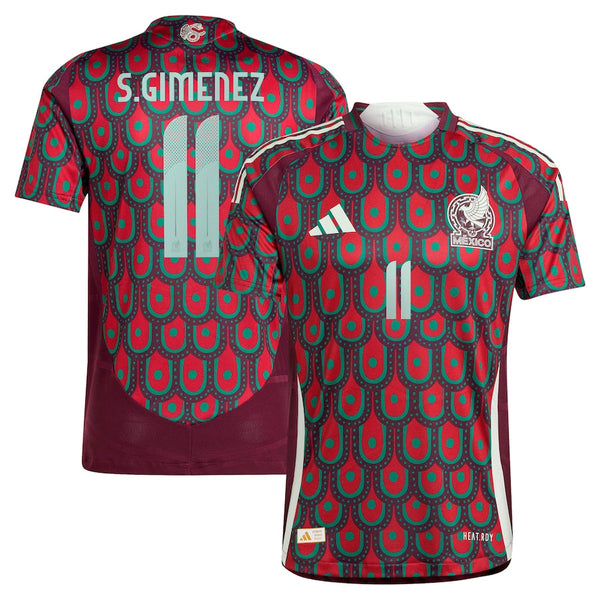 Santiago Giménez Mexico National Team adidas 2024 Home Player Jersey - Burgundy