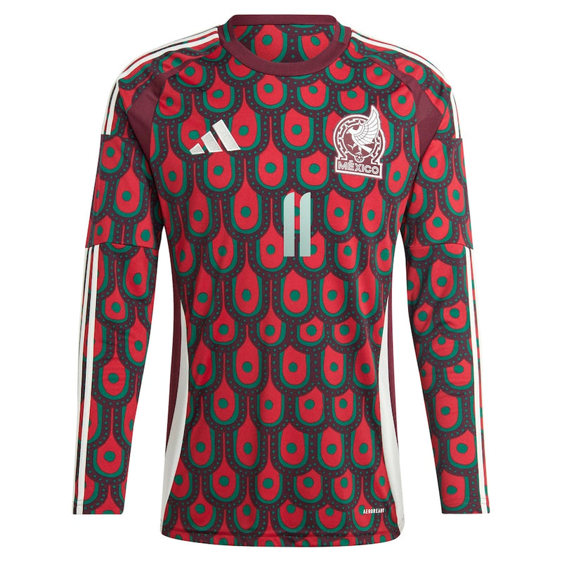 Santiago Giménez Mexico National Team adidas 2024 Home Player Long Sleeve Jersey - Burgundy