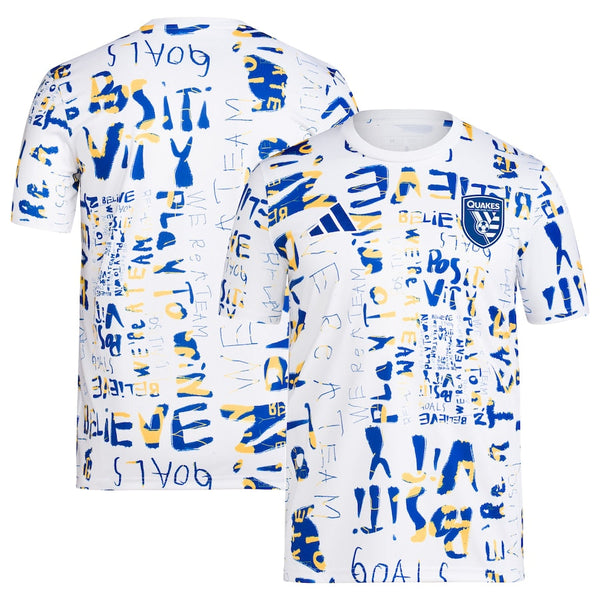 San Jose Earthquakes adidas 2024 MLS Kick Childhood Cancer Pre-Match Top - White